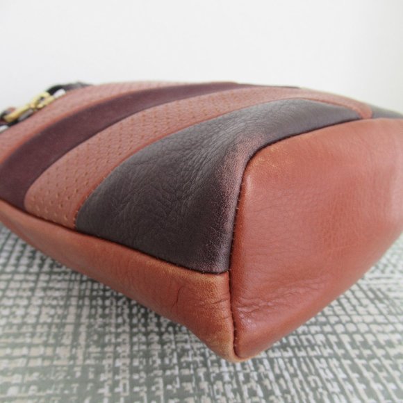 Fossil 100% Leather and Suede Bucket Shoulder Handbag Crossbody Medium sz Brown - Picture 9 of 13